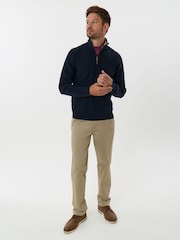 Saltwell Blue Double-Layered Collar Quarter Zip Jumper - Image 3 of 6