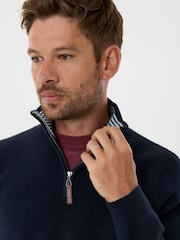 Saltwell Blue Double-Layered Collar Quarter Zip Jumper - Image 4 of 6