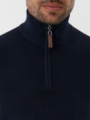 Saltwell Blue Double-Layered Collar Quarter Zip Jumper - Image 5 of 6