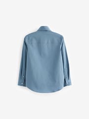 Blue Long Sleeve 100% Cotton Shirt with Tie Set (3-16yrs) - Image 2 of 3