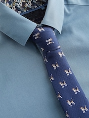 Blue Long Sleeve 100% Cotton Shirt with Tie Set (3-16yrs) - Image 3 of 3