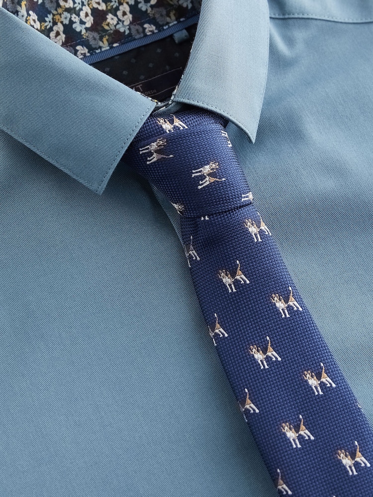 Blue Long Sleeve 100% Cotton Shirt with Tie Set (3-16yrs) - Image 3 of 3