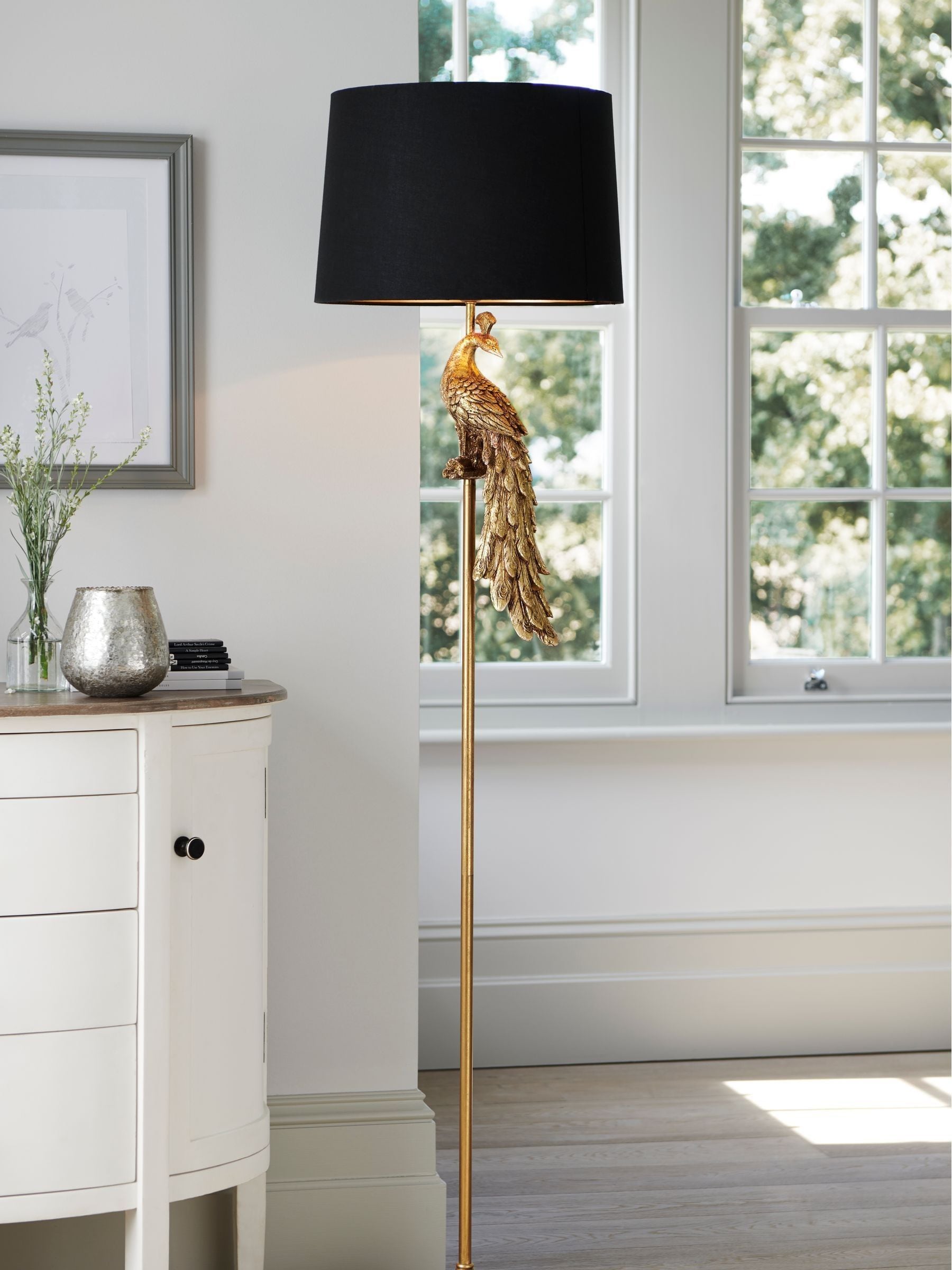 Peacock floor lamp next clearance
