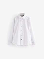 White/Pink Long Sleeve 100% Cotton Shirt with Tie Set (3-16yrs) - Image 2 of 5