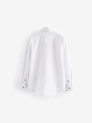 White/Pink Long Sleeve 100% Cotton Shirt with Tie Set (3-16yrs) - Image 3 of 5