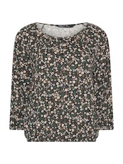 M&Co Petite Ditsy Floral Button Through Cotton Blouse - Image 5 de 6