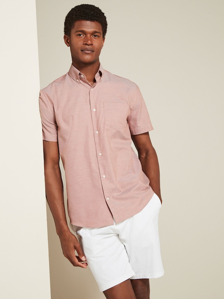 Rust Orange Easy Care Short Sleeve Royal Oxford Shirt - Image 1 of 7