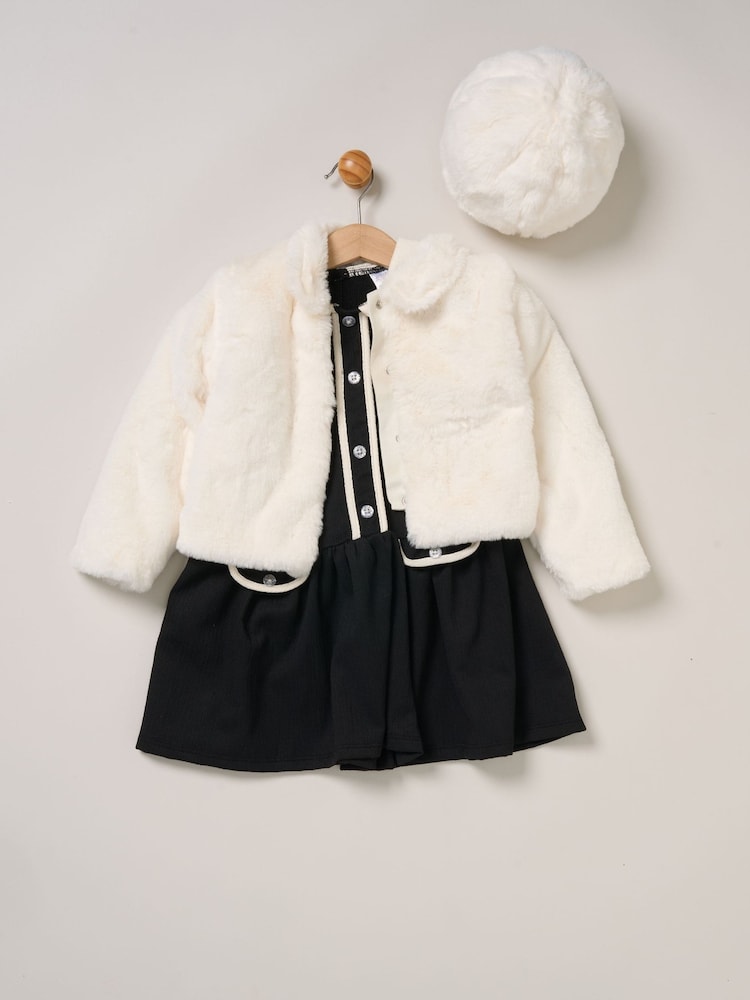 Miss White Fur Jacket and Dress Outfit Set - Image 1 of 6 Miss White Fur Jacket and Dress Outfit Set - Image 1 of 6