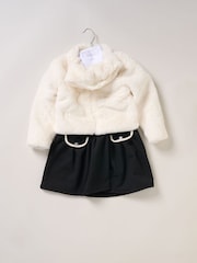 Miss White Fur Jacket and Dress Outfit Set - Image 2 of 6