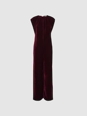 Florere Relaxed Fit Velvet Tie Neck Jumpsuit - Image 2 of 5