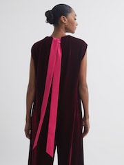 Florere Relaxed Fit Velvet Tie Neck Jumpsuit - Image 4 of 5