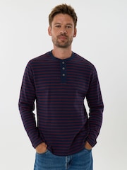 Saltwell Red Textured Cotton Grandad Collar Top - Image 1 of 5