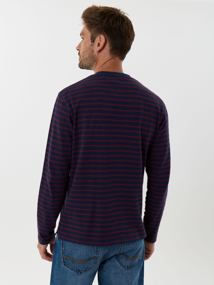 Saltwell Red Textured Cotton Grandad Collar Top - Image 2 of 5 Saltwell Red Textured Cotton Grandad Collar Top - Image 2 of 5