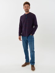 Saltwell Red Textured Cotton Grandad Collar Top - Image 3 of 5
