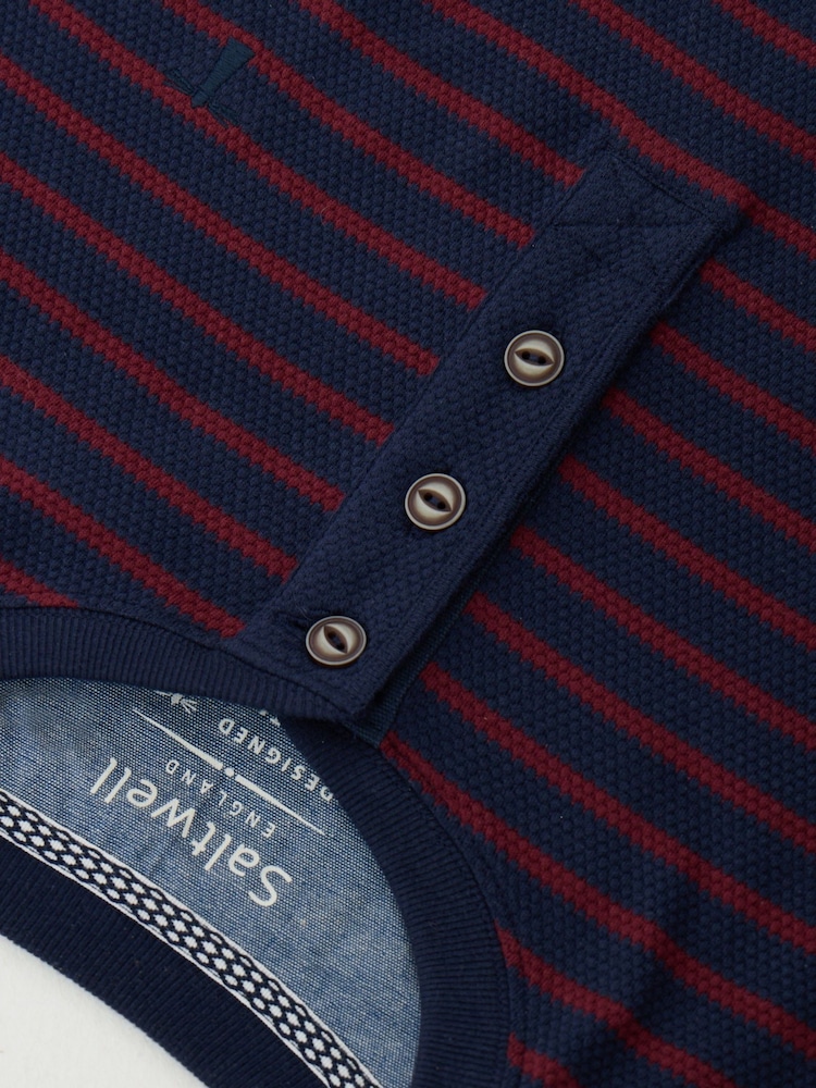 Saltwell Red Textured Cotton Grandad Collar Top - Image 5 of 5 Saltwell Red Textured Cotton Grandad Collar Top - Image 5 of 5