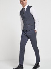 Blue Herringbone Suit Waistcoat - Image 2 of 6
