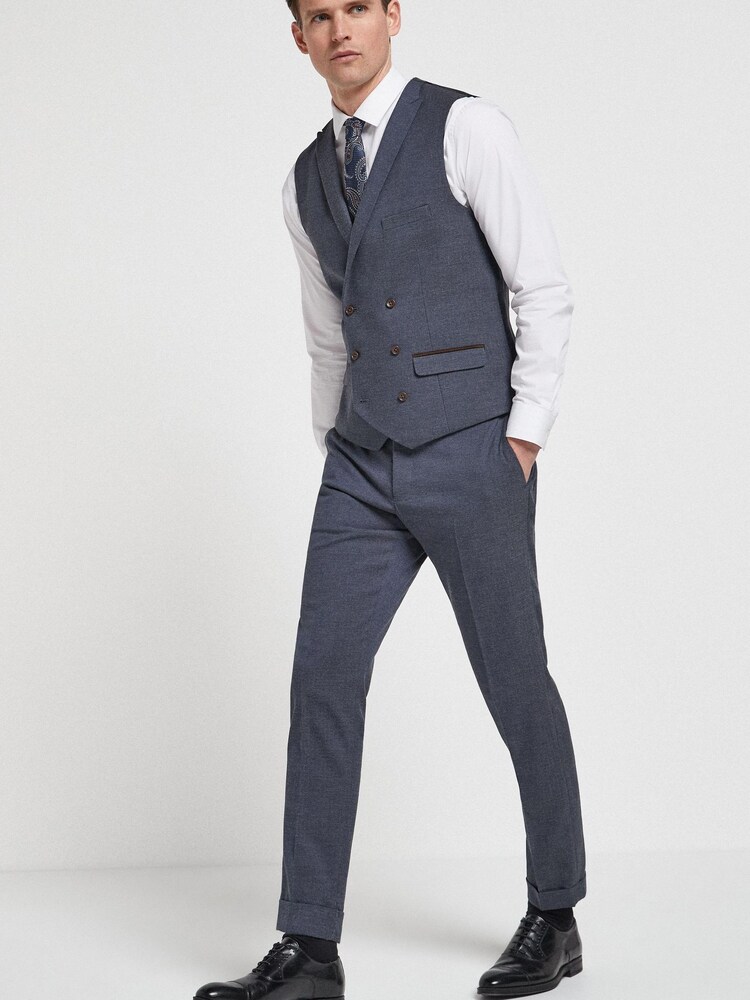 Blue Herringbone Suit Waistcoat - Image 2 of 6 Blue Herringbone Suit Waistcoat - Image 2 of 6