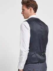 Blue Herringbone Suit Waistcoat - Image 3 of 6
