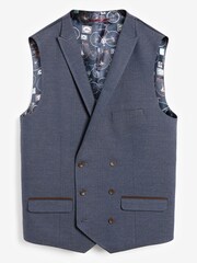 Blue Herringbone Suit Waistcoat - Image 6 of 6