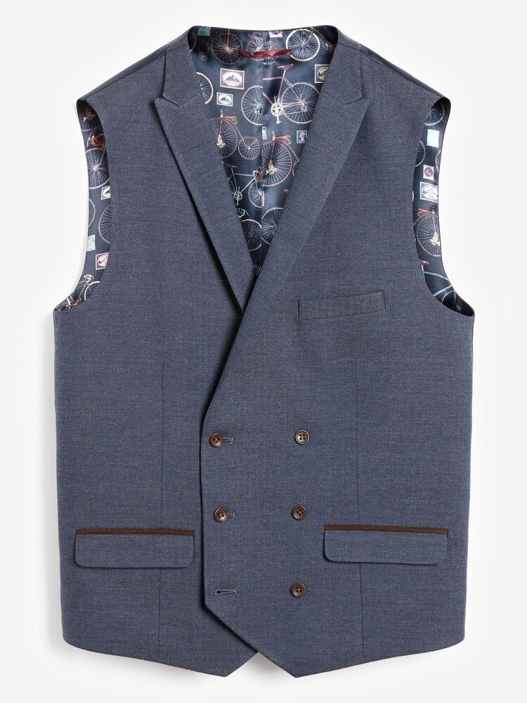 Blue Herringbone Suit Waistcoat - Image 6 of 6 Blue Herringbone Suit Waistcoat - Image 6 of 6