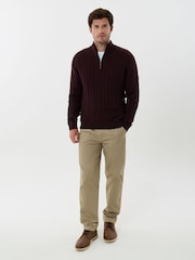 Saltwell Cable Knit Bomull Hög ståkrage Quarter Zip Jumper - Bild 3 av 5