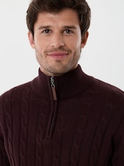 Saltwell Cable Knit Bomull Hög ståkrage Quarter Zip Jumper - Bild 4 av 5