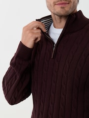 Saltwell Cable Knit Bomull Hög ståkrage Quarter Zip Jumper - Bild 5 av 5
