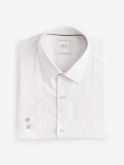 White/Black Pin Stripe Regular Fit Viscose Long Sleeve Single Cuff Shirt - Image 6 of 8