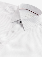 White/Black Pin Stripe Regular Fit Viscose Long Sleeve Single Cuff Shirt - Image 7 of 8