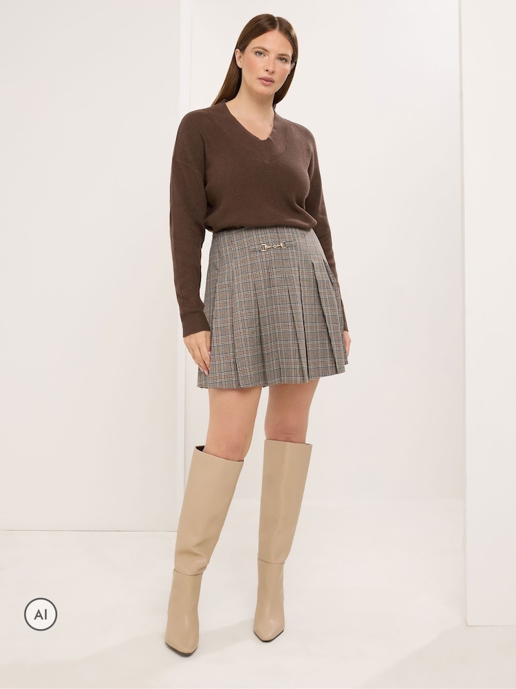 Star by Julien MacDonald Brown Checked Mini Skirt - Image 2 of 6 Star by Julien MacDonald Brown Checked Mini Skirt - Image 2 of 6