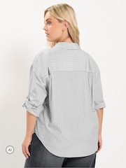 Yours Curve Grey Stripe Shirt - Image 4 of 7