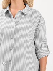 Yours Curve Grey Stripe Shirt - Image 5 of 7
