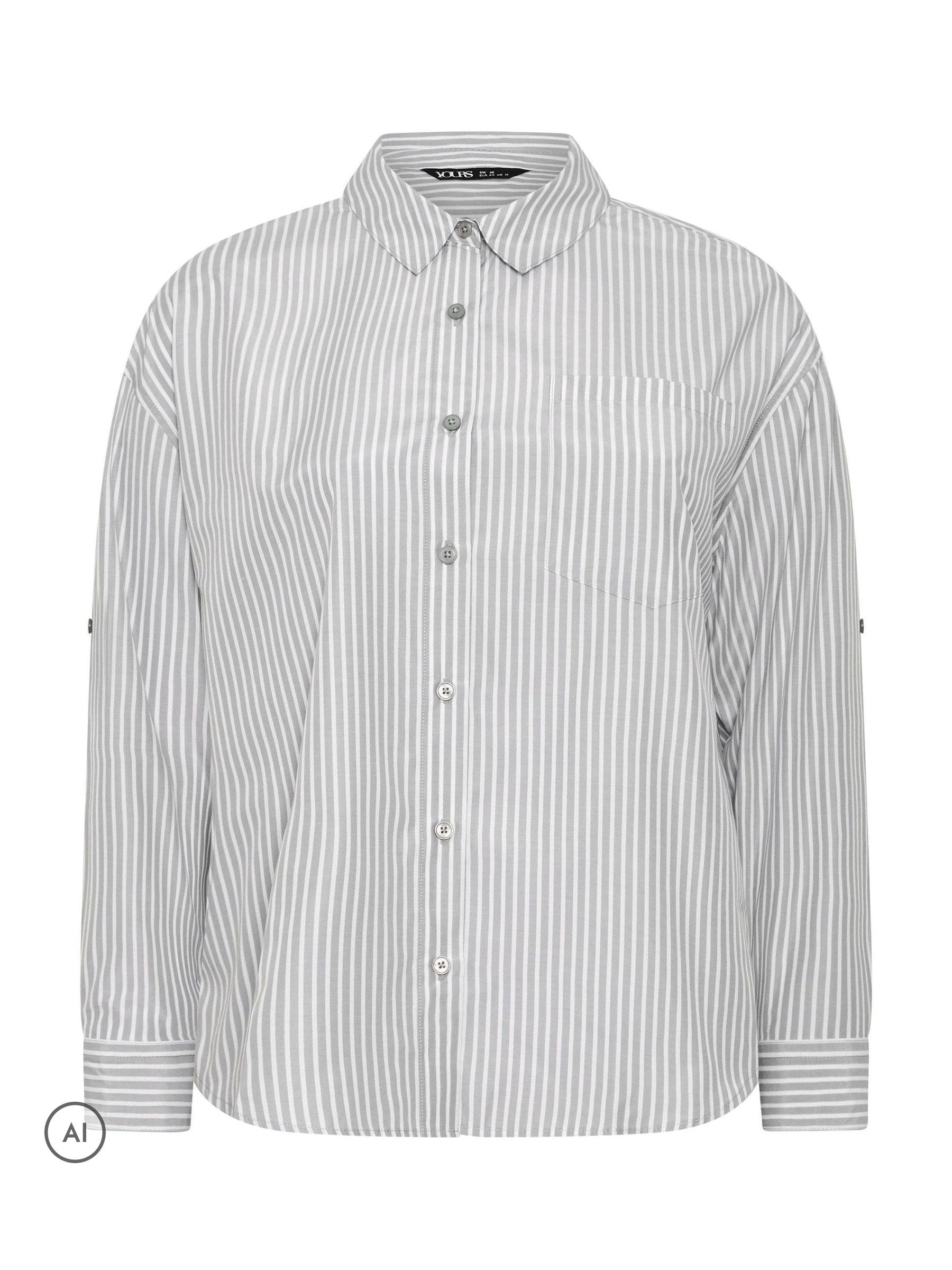 Buy Yours Curve Grey Stripe Shirt from Next India