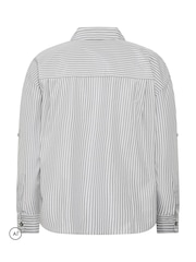 Yours Curve Grey Stripe Shirt - Image 7 of 7