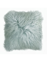 Riva Paoletti Blue Blush Mongolian Sheepskin Polyester Filled Cushion - Image 1 of 2