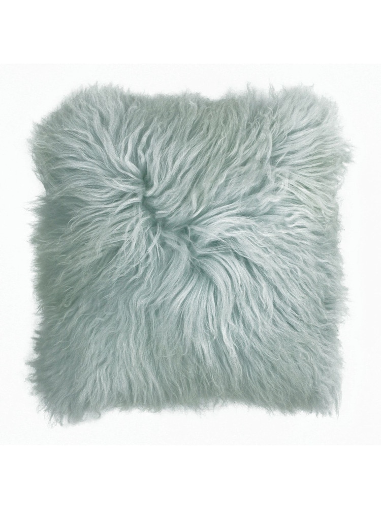 Riva Paoletti Blue Blush Mongolian Sheepskin Polyester Filled Cushion - Image 1 of 2