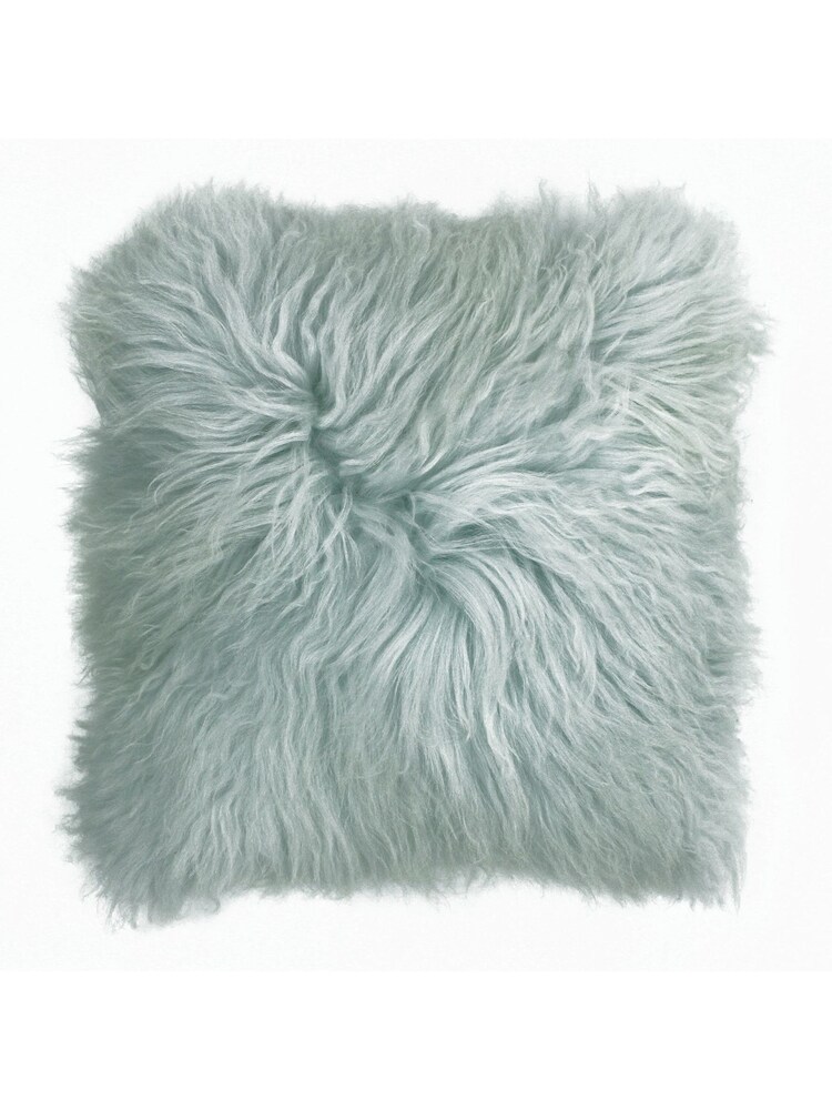 Riva Paoletti Blue Blush Mongolian Sheepskin Polyester Filled Cushion - Image 1 of 2 Riva Paoletti Blue Blush Mongolian Sheepskin Polyester Filled Cushion - Image 1 of 2
