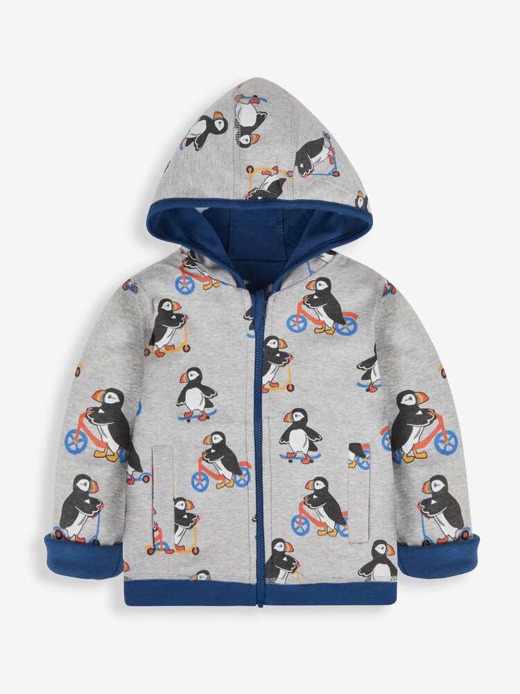 Blau/Papageitaucher - Jojo Maman Bébé Wendbare Kapuzenjacke mit Applikation - Bild 2 von 7 Blau/Papageitaucher - Jojo Maman Bébé Wendbare Kapuzenjacke mit Applikation - Bild 2 von 7
