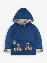 JoJo Maman Bébé Blue Puffin Appliqué Reversible Hoodie - Image 4 of 7