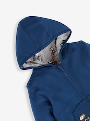 JoJo Maman Bébé Blue Puffin Appliqué Reversible Hoodie - Image 6 of 7
