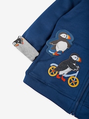 JoJo Maman Bébé Blue Puffin Appliqué Reversible Hoodie - Image 7 of 7