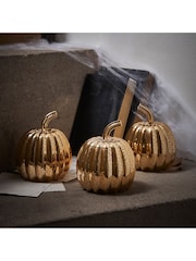 Lights4fun Brass Brass Mottled Light Up Glass Pumpkin Trio - Image 2 of 3