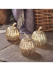 Lights4fun Brass Brass Mottled Light Up Glass Pumpkin Trio - Image 3 of 3