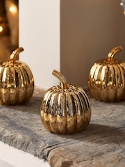 Lights4fun Brass Brass Mottled Light Up Glass Pumpkin Trio - Image 4 of 6