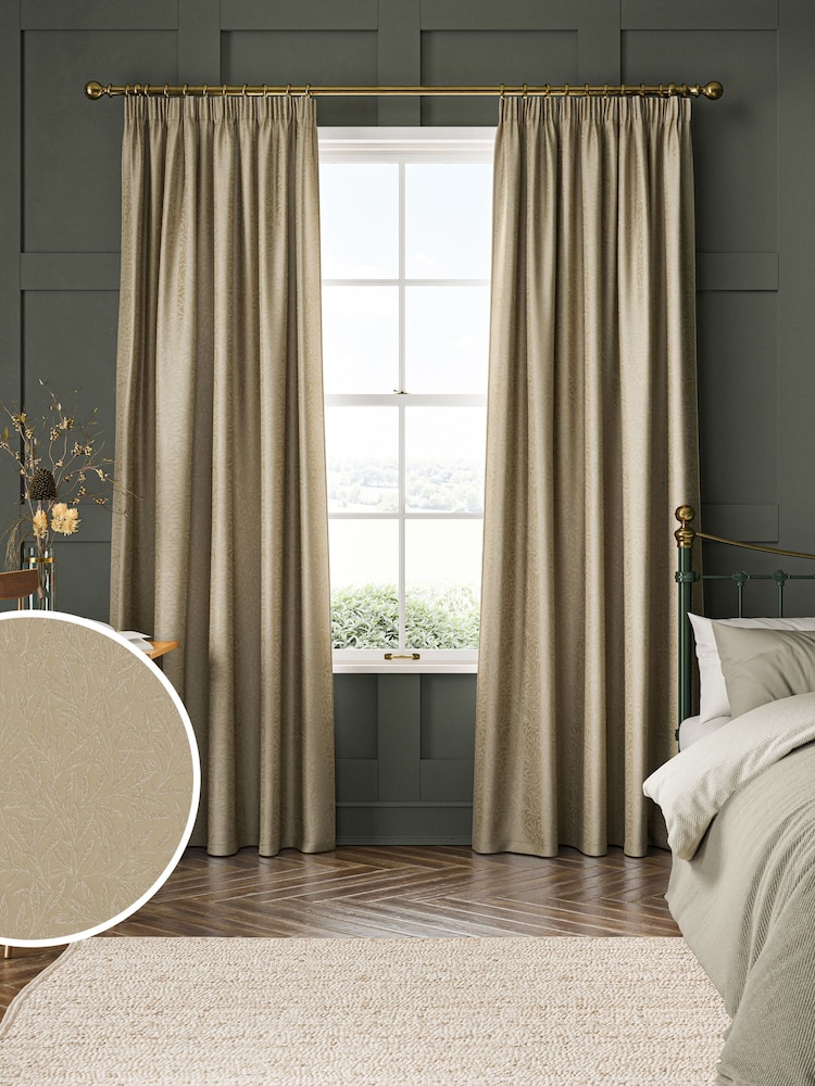 William Morris At Home Natural Willow Woven Made to Measure Curtains - Image 1 of 9