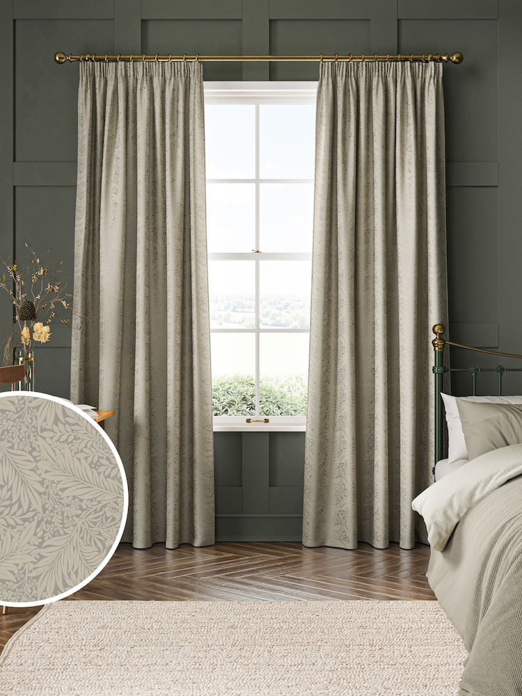 William Morris At Home Grey Larkspur Woven Made to Measure Curtains - Image 1 of 9