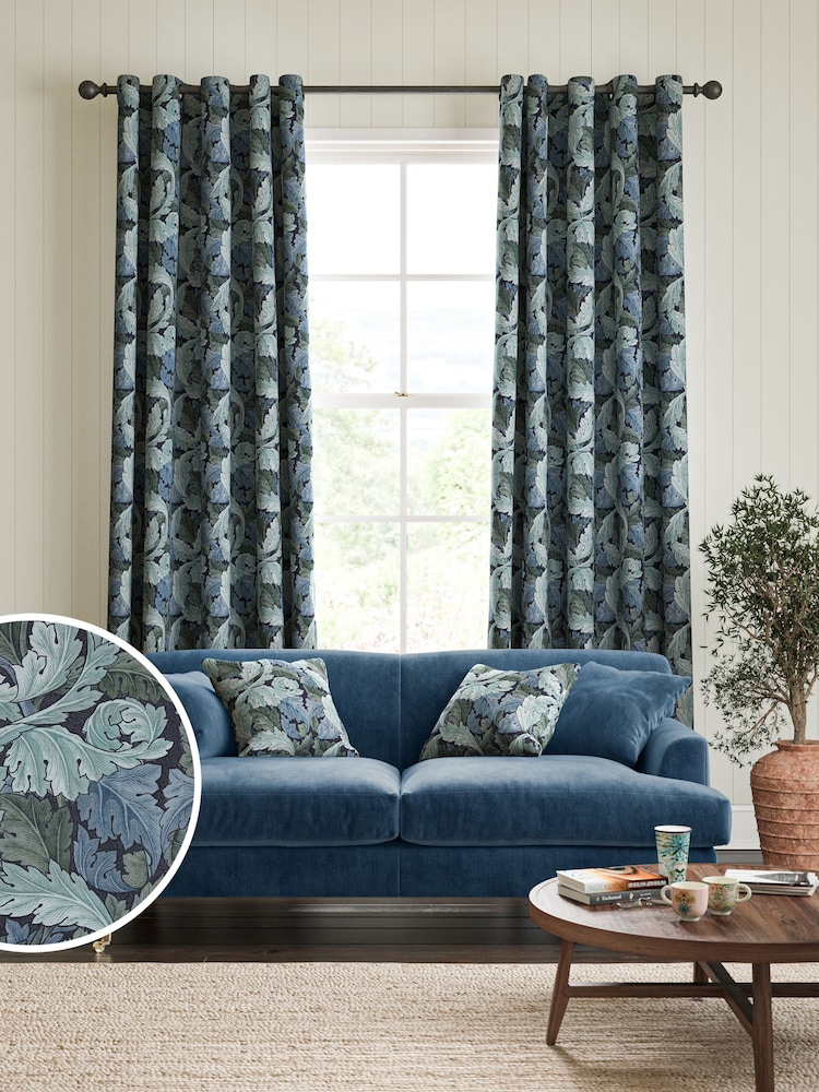 William Morris At Home Indigo Blue Acanthus Made to Measure Curtains - Image 1 of 9