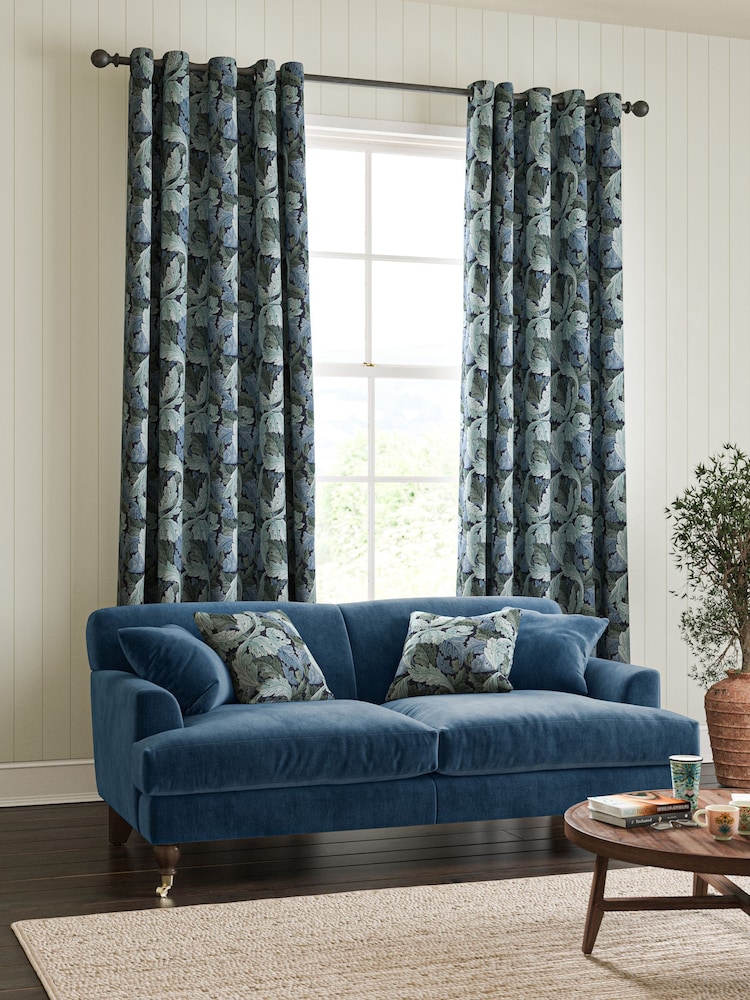 William Morris At Home Indigo Blue Acanthus Made to Measure Curtains - Image 2 of 9