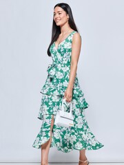 Jolie Moi Green Della Crepe Frill Hem Maxi Dress - Image 4 of 6