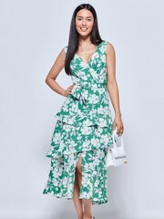 Jolie Moi Green Della Crepe Frill Hem Maxi Dress - Image 5 of 6